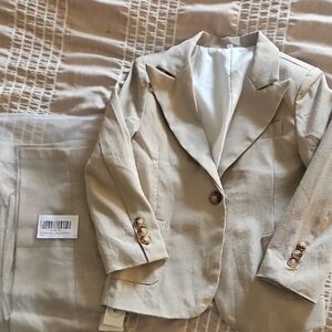 Boys Beige Suit Jacket & Pants